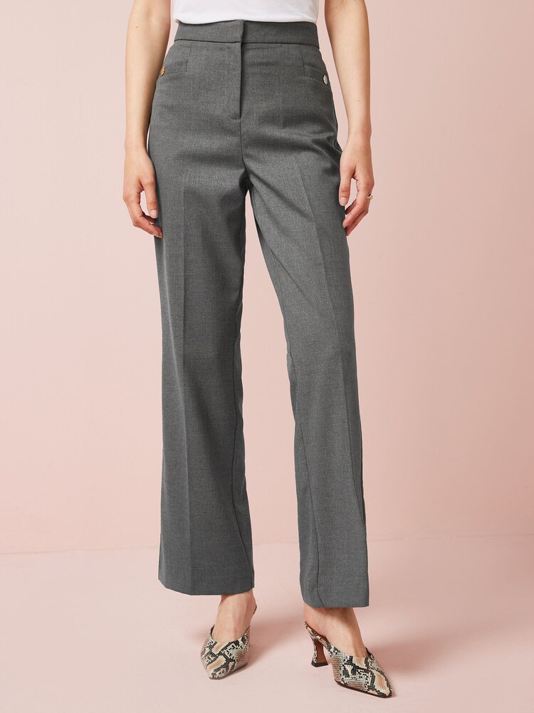 Grey Tailored Boot Cut Trousers - Image 1 of 5