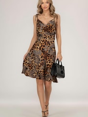 Jolie Moi Animal Wilma Satin Cowl Neck Cami Dress - Image 3 of 6