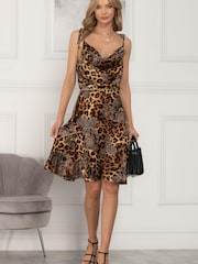 Jolie Moi Animal Wilma Satin Cowl Neck Cami Dress - Image 5 of 6