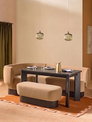 MADE.COM Caramel Brown Velvet Left Hand Corner Bench and Dining Table Set - Image 1 of 2