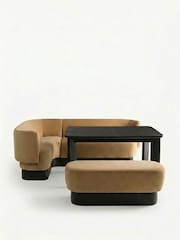 MADE.COM Caramel Brown Velvet Left Hand Corner Bench and Dining Table Set - Image 2 of 2