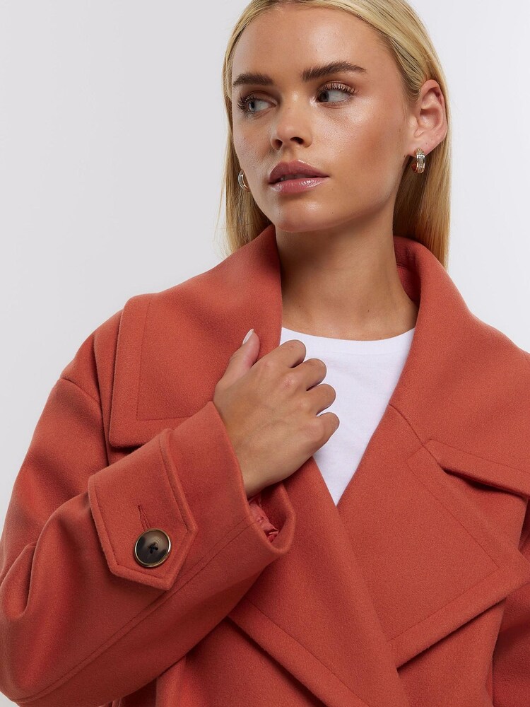 River Island Pink Short Swing Coat - Image 2 of 4 River Island Pink Short Swing Coat - Image 2 of 4