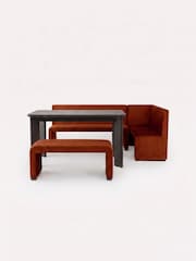 MADE.COM Rust Red Velvet Right Hand Corner Bench and Dining Table Set - Image 2 of 2