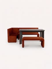 MADE.COM Rust Red Velvet Left Hand Corner Bench and Dining Table Set - Image 2 of 2
