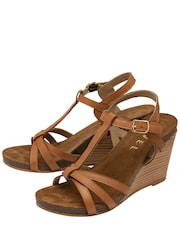 Braun - Ravel Ledersandalen mit Riemchen und Keilabsatz - Bild 2 von 4