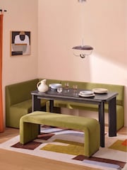 MADE.COM Fern Green Velvet Left Hand Corner Bench and Dining Table Set - Image 1 of 2