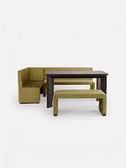 MADE.COM Fern Green Velvet Left Hand Corner Bench and Dining Table Set - Image 2 of 2