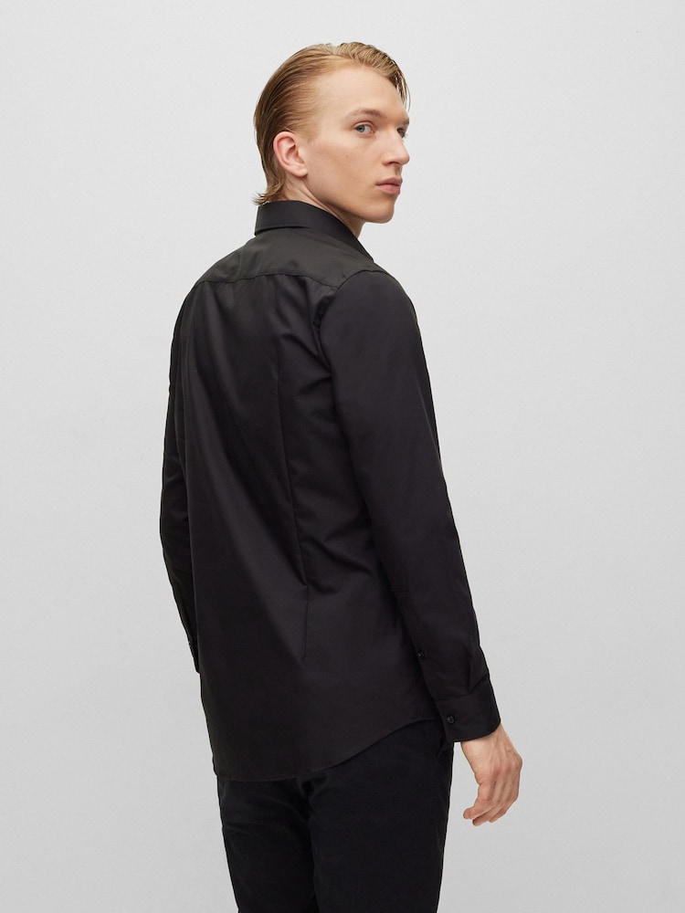 Negru - HUGO Croială slim fit Elegant 100% Cotton Mânecă lungă Cămăși - Imaginea 2 din 8
