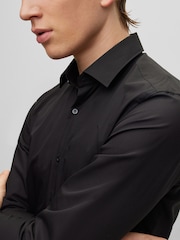Negru - HUGO Croială slim fit Elegant 100% Cotton Mânecă lungă Cămăși - Imaginea 5 din 8