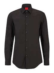 Negru - HUGO Croială slim fit Elegant 100% Cotton Mânecă lungă Cămăși - Imaginea 6 din 8