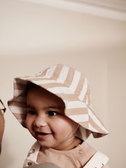 Neutral Stripe Wide Brim Stripe Baby Hat - Image 2 of 4