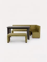 MADE.COM Fern Green Velvet Right Hand Corner Bench and Dining Table Set - Image 2 of 2