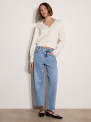 Apricot Cream Scallop Hem Cardigan - Image 1 of 5