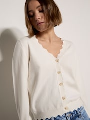 Apricot Cream Scallop Hem Cardigan - Image 3 of 5