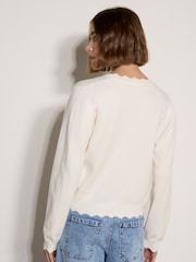 Apricot Cream Scallop Hem Cardigan - Image 4 of 5
