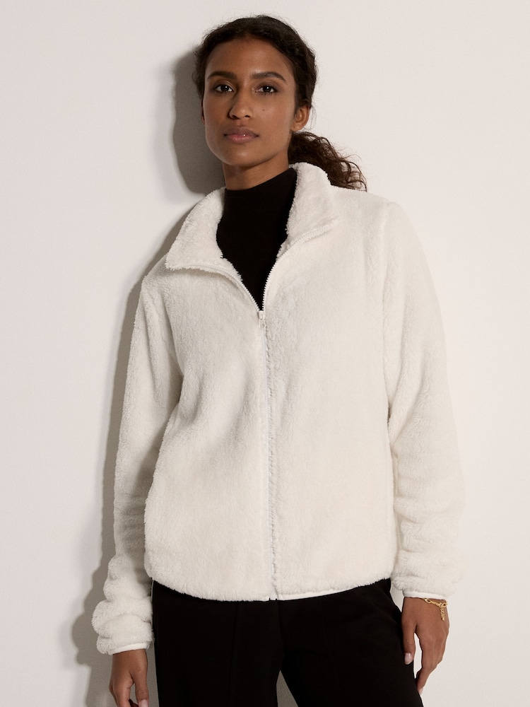 Apricot Cream Fleece Cardigan - Image 1 of 4 Apricot Cream Fleece Cardigan - Image 1 of 4