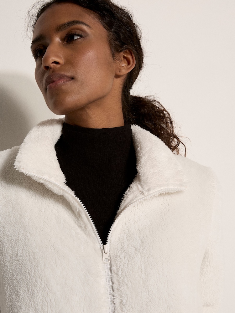 Apricot Cream Fleece Cardigan - Image 2 of 4 Apricot Cream Fleece Cardigan - Image 2 of 4
