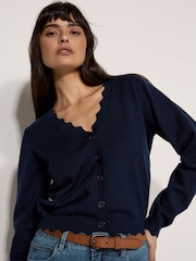 Apricot Blue Scallop Hem Cardigan - Image 1 of 4