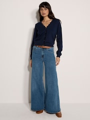 Apricot Blue Scallop Hem Cardigan - Image 2 of 4