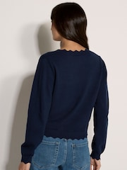 Apricot Blue Scallop Hem Cardigan - Image 3 of 4