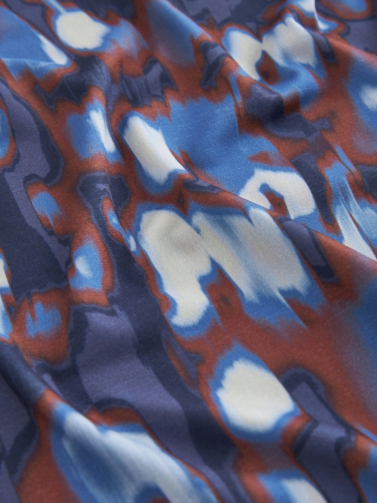 Navy Animal Print Long Cuff Sleeve Mini Dress - Image 6 of 6