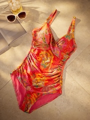 Pink/Orange Paisley Tummy Control Swimsuit - Image 7 of 10