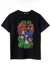 Vanilla Underground Black Sonic the Hedgehog Let's Get Spooky Big Boys Short Sleeved Halloween 100% Cotton T-Shirt - Image 1 of 6
