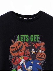 Vanilla Underground Black Sonic the Hedgehog Let's Get Spooky Big Boys Short Sleeved Halloween 100% Cotton T-Shirt - Image 2 of 6