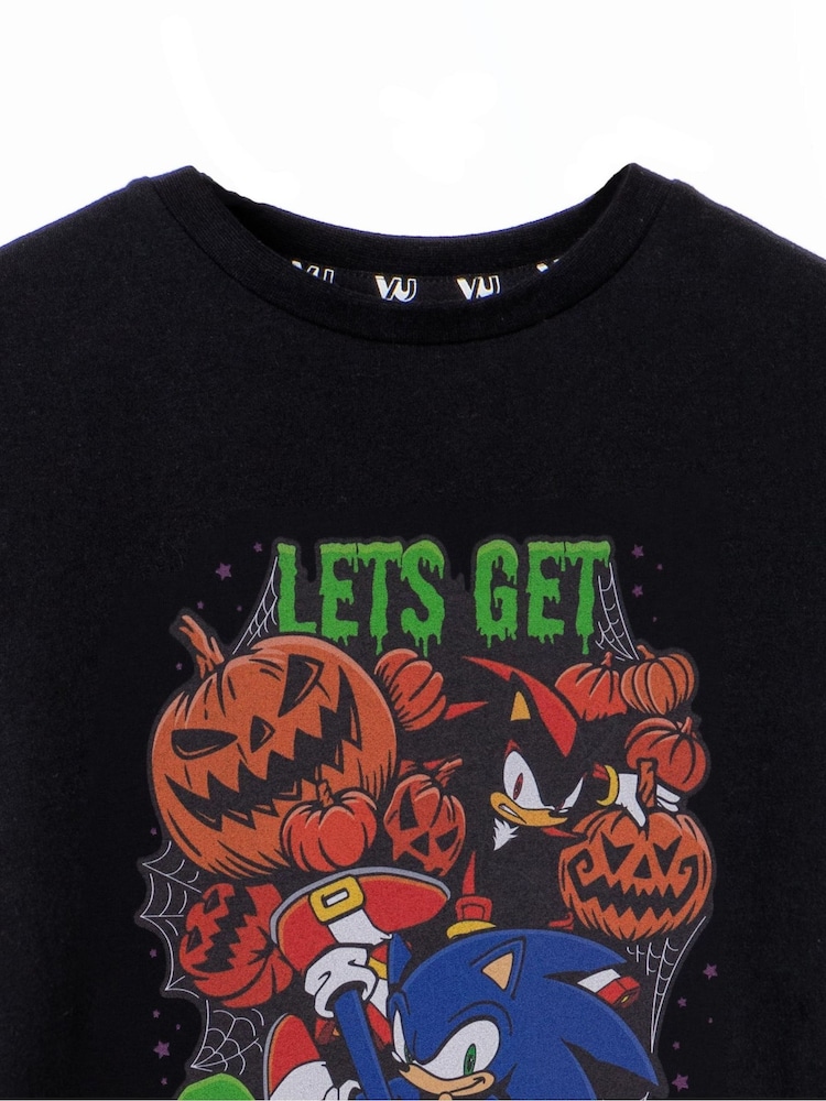Vanilla Underground Black Sonic the Hedgehog Let's Get Spooky Big Boys Short Sleeved Halloween 100% Cotton T-Shirt - Image 2 of 6
