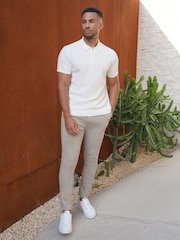 CAPO Cream Interlock Smart Trousers - Oatmeal - Image 1 of 3