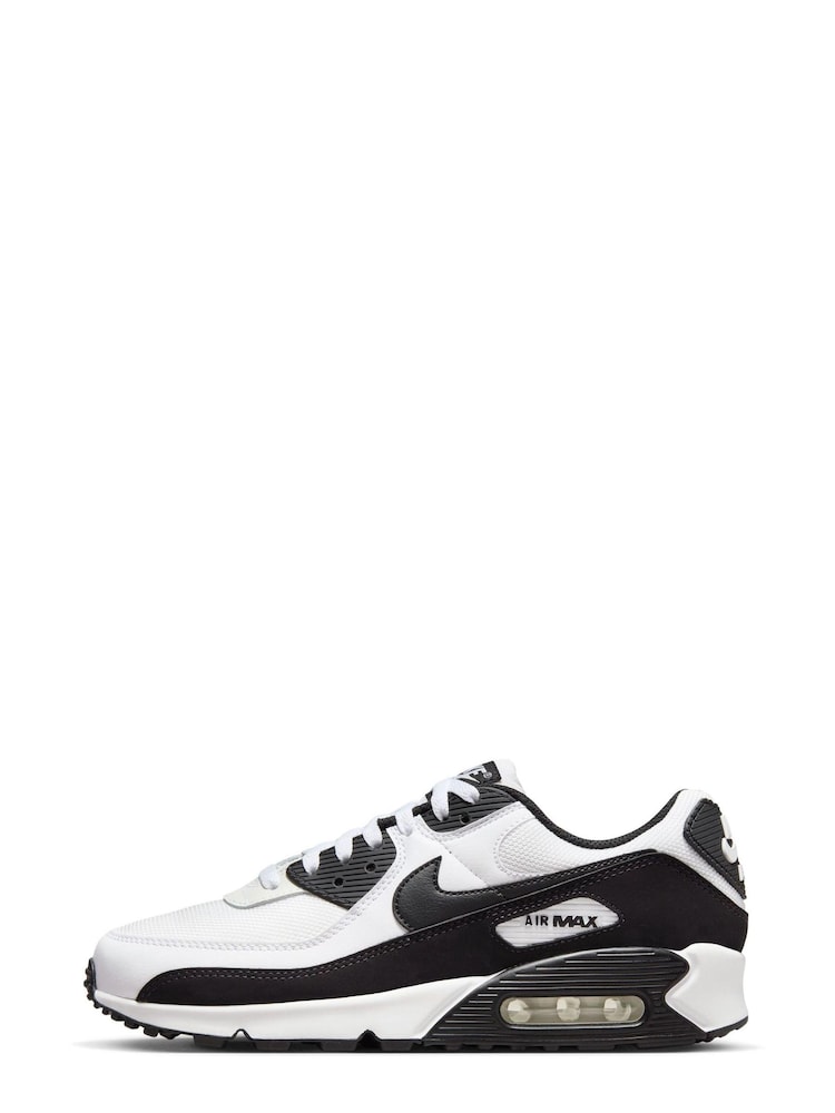 Nike White/Blue Air Max 90 Trainers - Image 2 of 9
