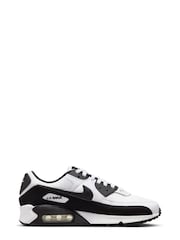 Nike White/Blue Air Max 90 Trainers - Image 3 of 9