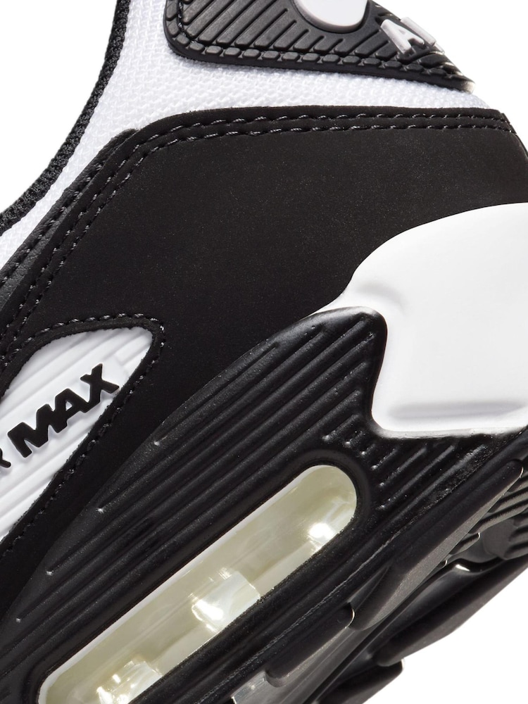 Nike White/Blue Air Max 90 Trainers - Image 9 of 9