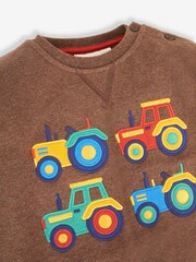 JoJo Maman Bébé Marl Brown Tractor Tractor Appliqué Sweatshirt - Image 2 of 2