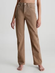 Calvin Klein Jeans High Rise Straight Leg Brown Jeans - Image 2 of 5
