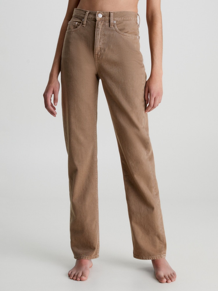 Calvin Klein Jeans High Rise Straight Leg Brown Jeans - Image 2 of 5