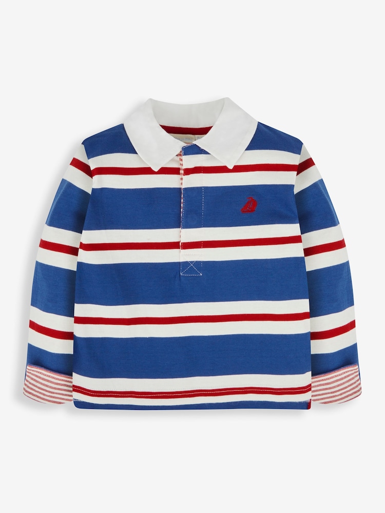 JoJo Maman Bébé Blue Stripe Rugby Top - Image 1 of 3