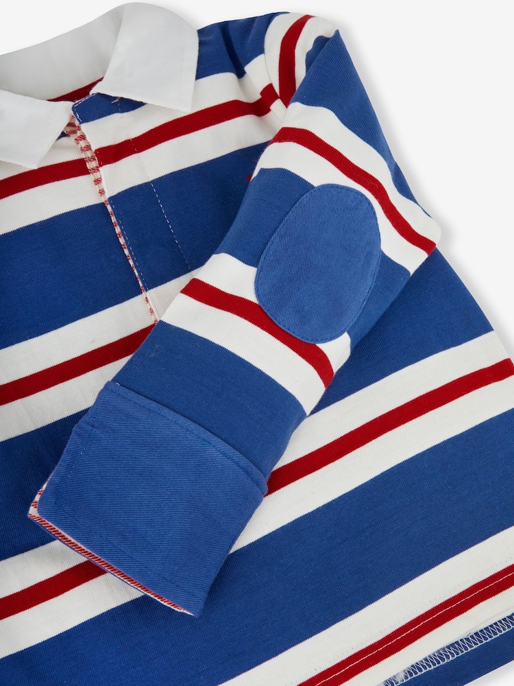 JoJo Maman Bébé Blue Stripe Rugby Top - Image 3 of 3
