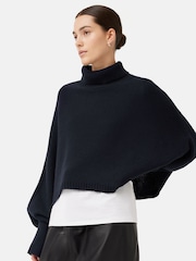 Jigsaw Blue Merino Poncho Jumper - Image 1 of 7