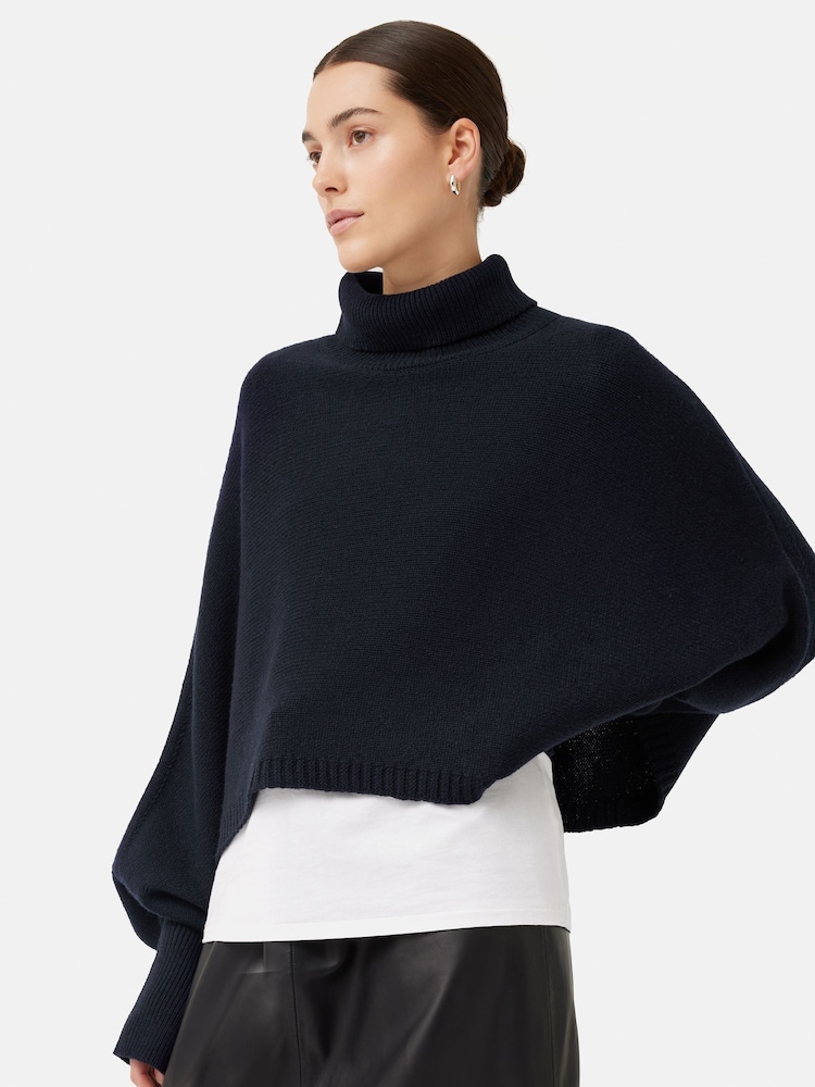 Jigsaw Blue Merino Poncho Jumper - Image 1 of 7
