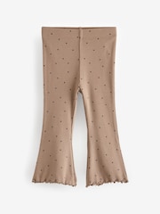 Tan Brown Spot Ribbed Flare Leggings (3mths-7yrs) - Image 1 of 3