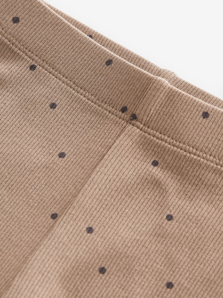 Tan Brown Spot Ribbed Flare Leggings (3mths-7yrs) - Image 3 of 3