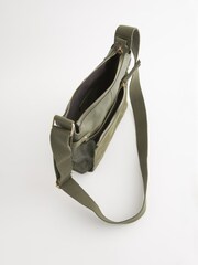Khaki Green Leather Pocket Messenger Bag - Image 7 of 7