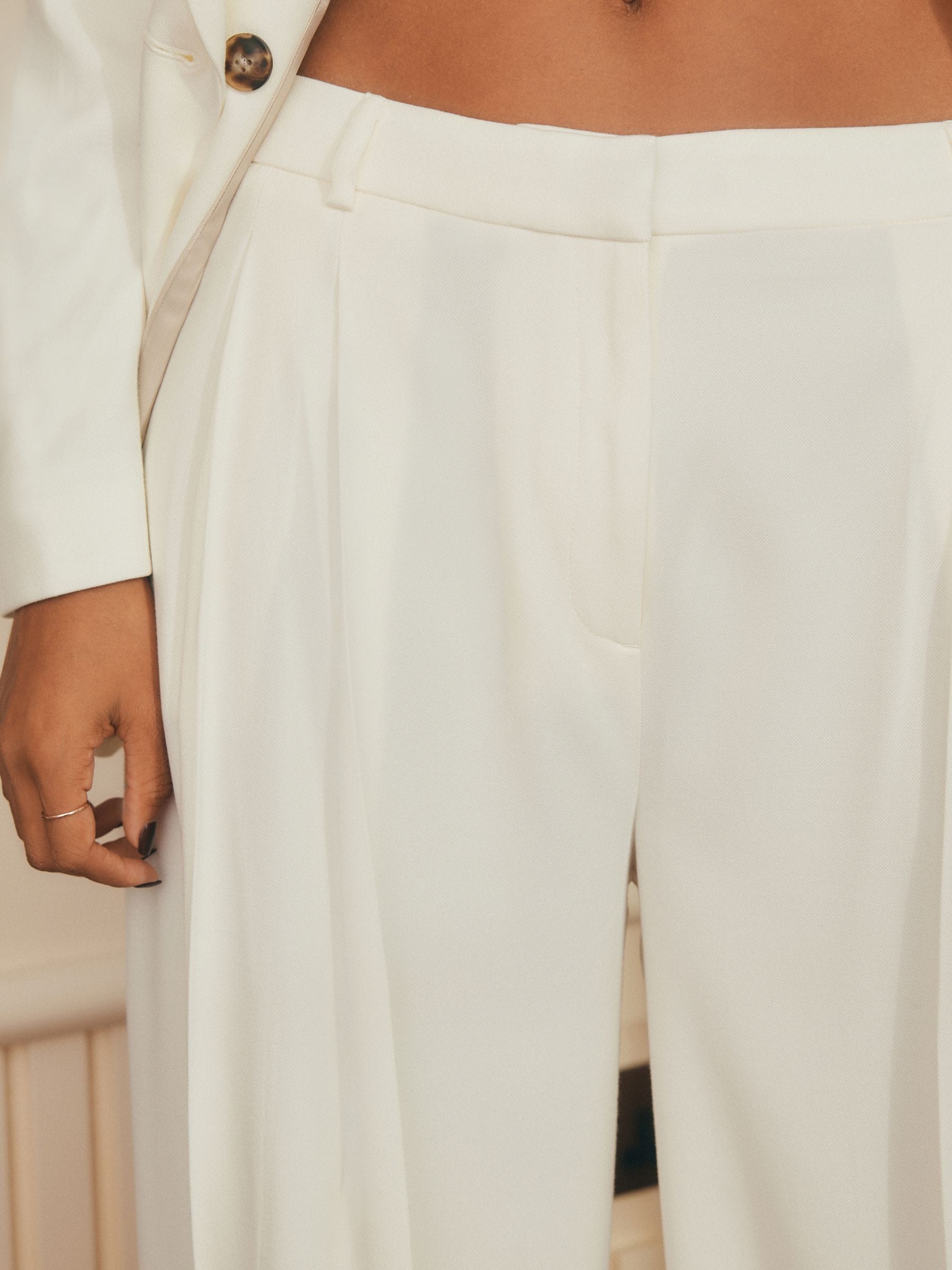 Buy Ecru Rochelle Humes Pleated Wide Leg Trousers from the Next UK
