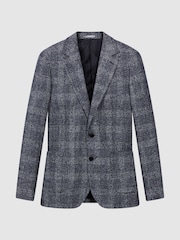 Reiss Navy Lindhurst Slim Fit Single Breasted Check Blazer - Image 2 of 7