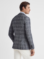 Reiss Navy Lindhurst Slim Fit Single Breasted Check Blazer - Image 5 of 7