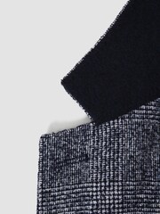 Reiss Navy Lindhurst Slim Fit Single Breasted Check Blazer - Image 7 of 7