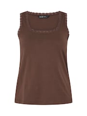 Yours Curve Brown Lace Trim Vest Top - Image 6 of 6