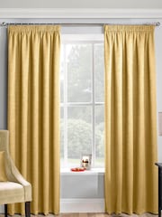 Enhanced Living Yellow Matrix Ready Made Blackout Pencil Pleat Curtains - Image 1 of 5