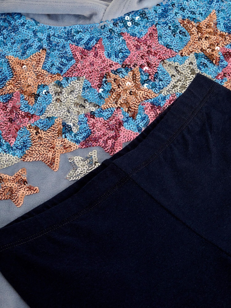 Monsoon Star Sequin Hoodie & Leggings Set - صورة 3 من 3 Monsoon Star Sequin Hoodie & Leggings Set - صورة 3 من 3